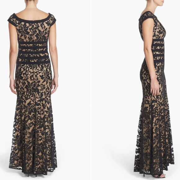 Tadashi Shoji Black Lace and Nude Evening Dress - Picture 8 of 10